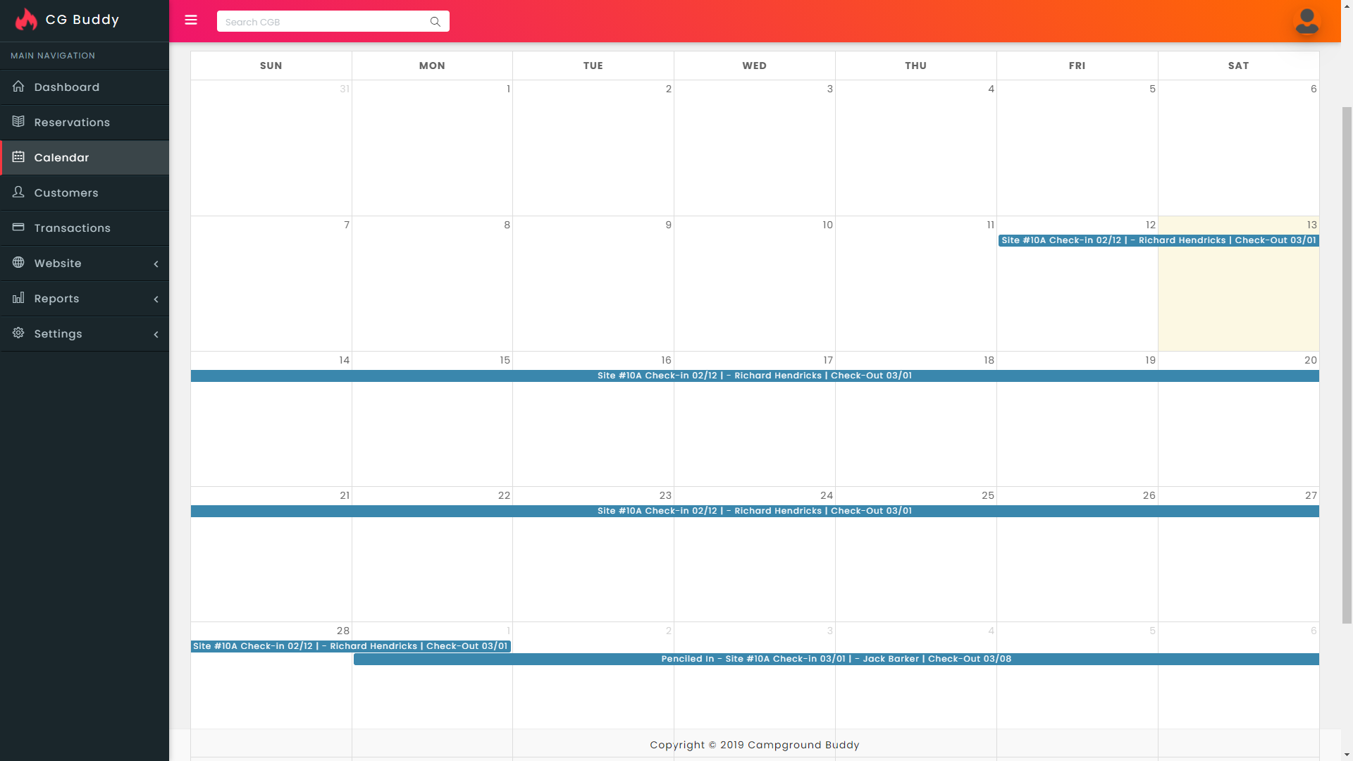 Calendar View