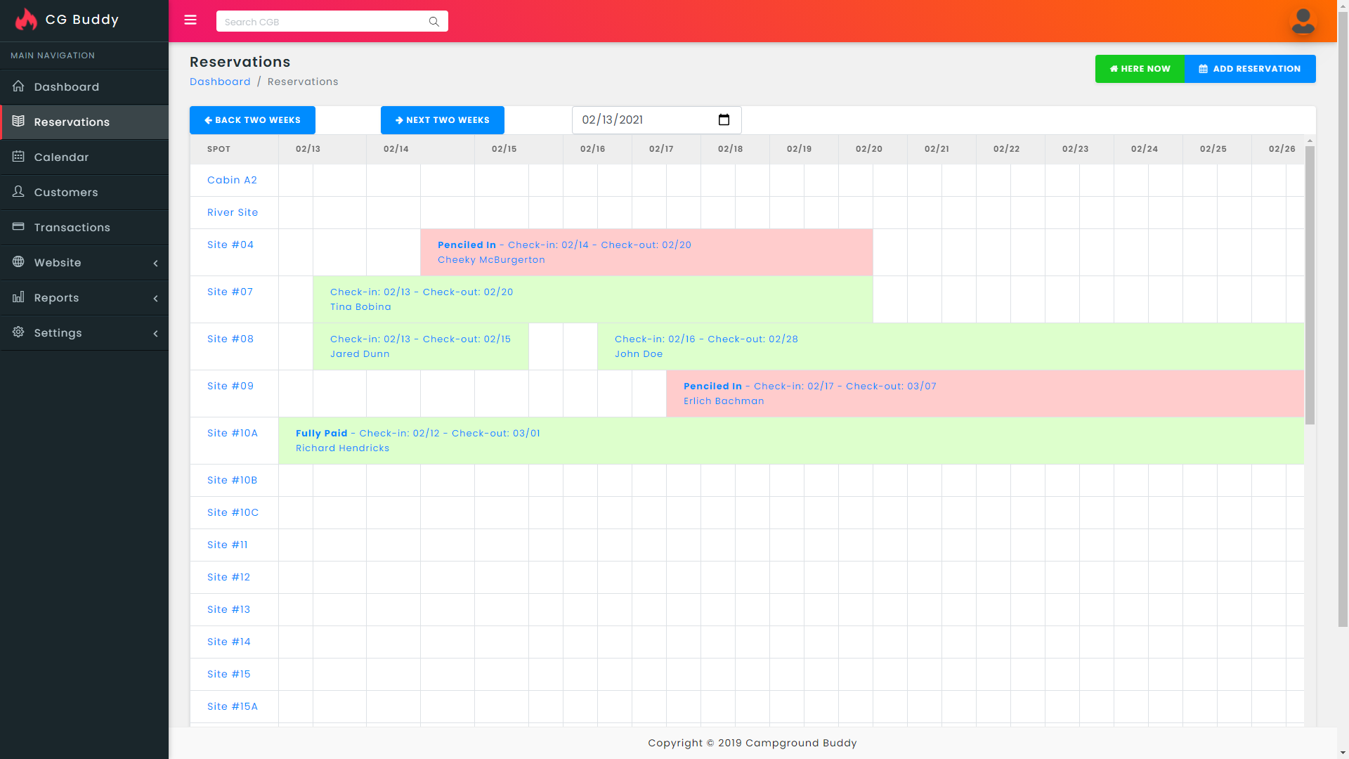 Campground Reservation View